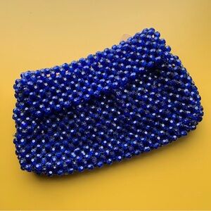 SOLD!!Vintage indigo beaded clutch